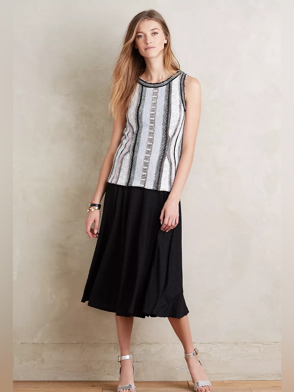 Anthro Maeve Berkeley textured midi skirt Anthropologie